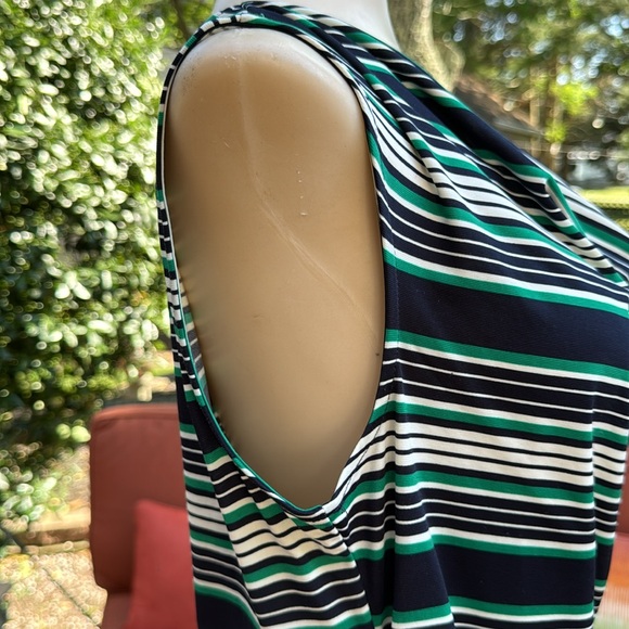 Ann Taylor Top, Navy, Green, and White Striped, Medium - Picture 4 of 8